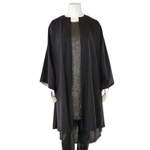 Eskandar Long Charcoal Wool Cashmere Blend Open Front Duster sz 0